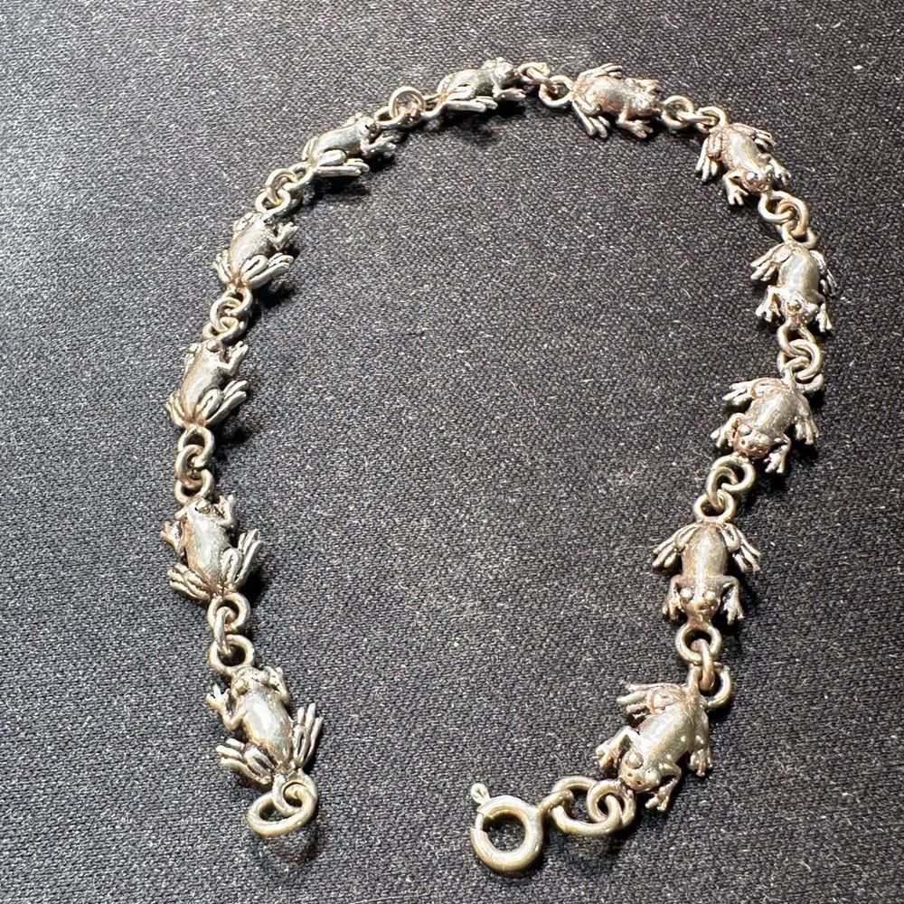 Silver Frog Charm Bracelet